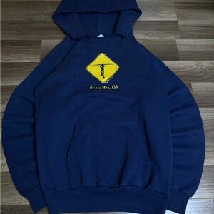 90s VTG Port & Company Navy Blue Hoodie Men's Graphic Surf Encinitas Size M